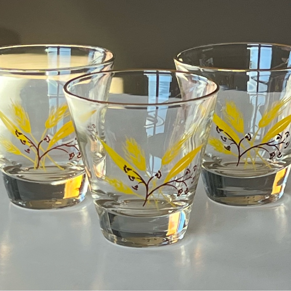 VTG 1950s Autumn Gold Homer Laughlin for Century Service set/3 glasses